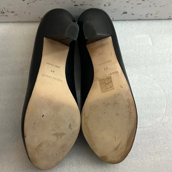 See by Chloe Black Lace Up Heels Pumps Sz 41 - Picture 8 of 14